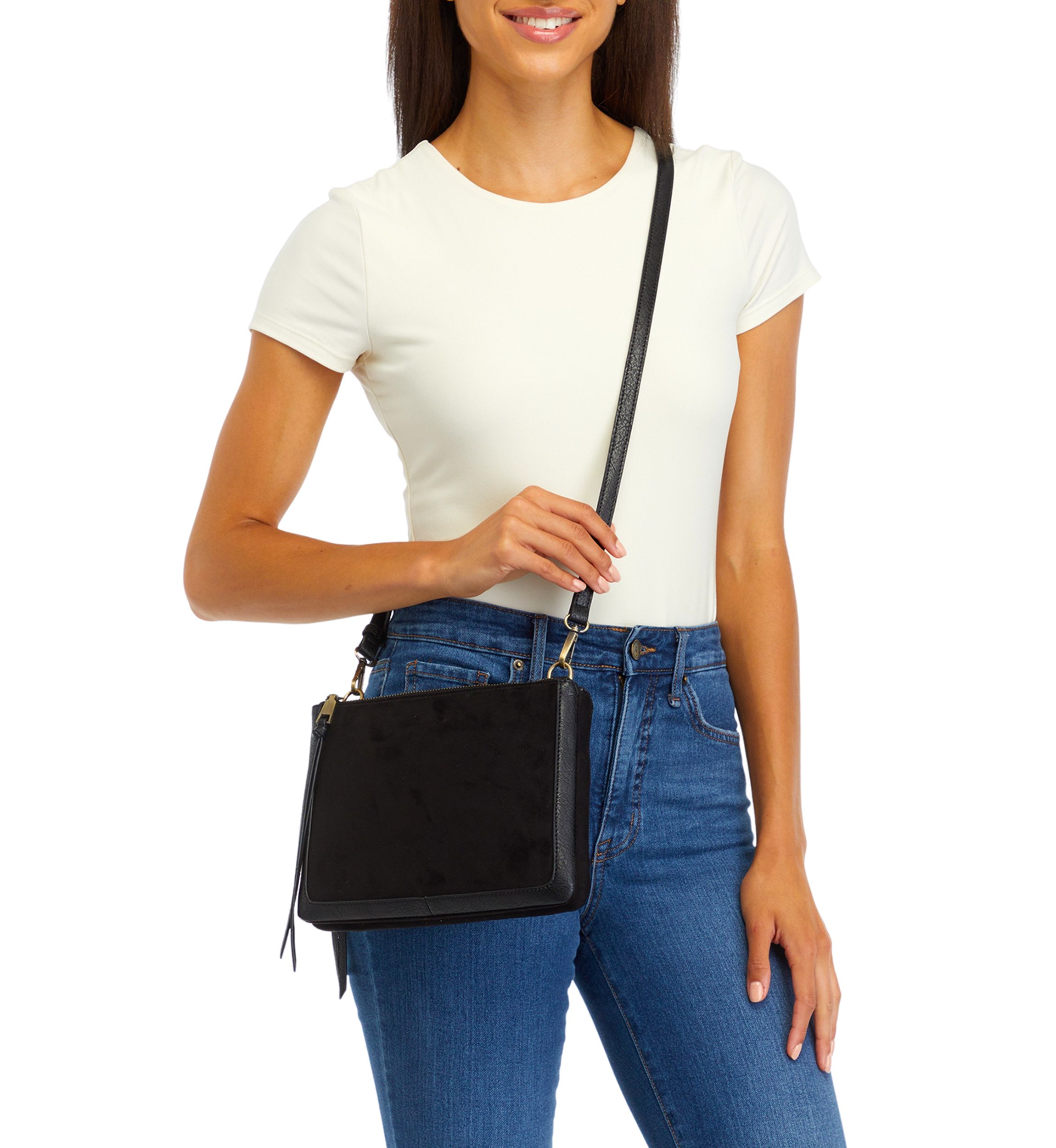 Faux Suede Mix Crossbody
