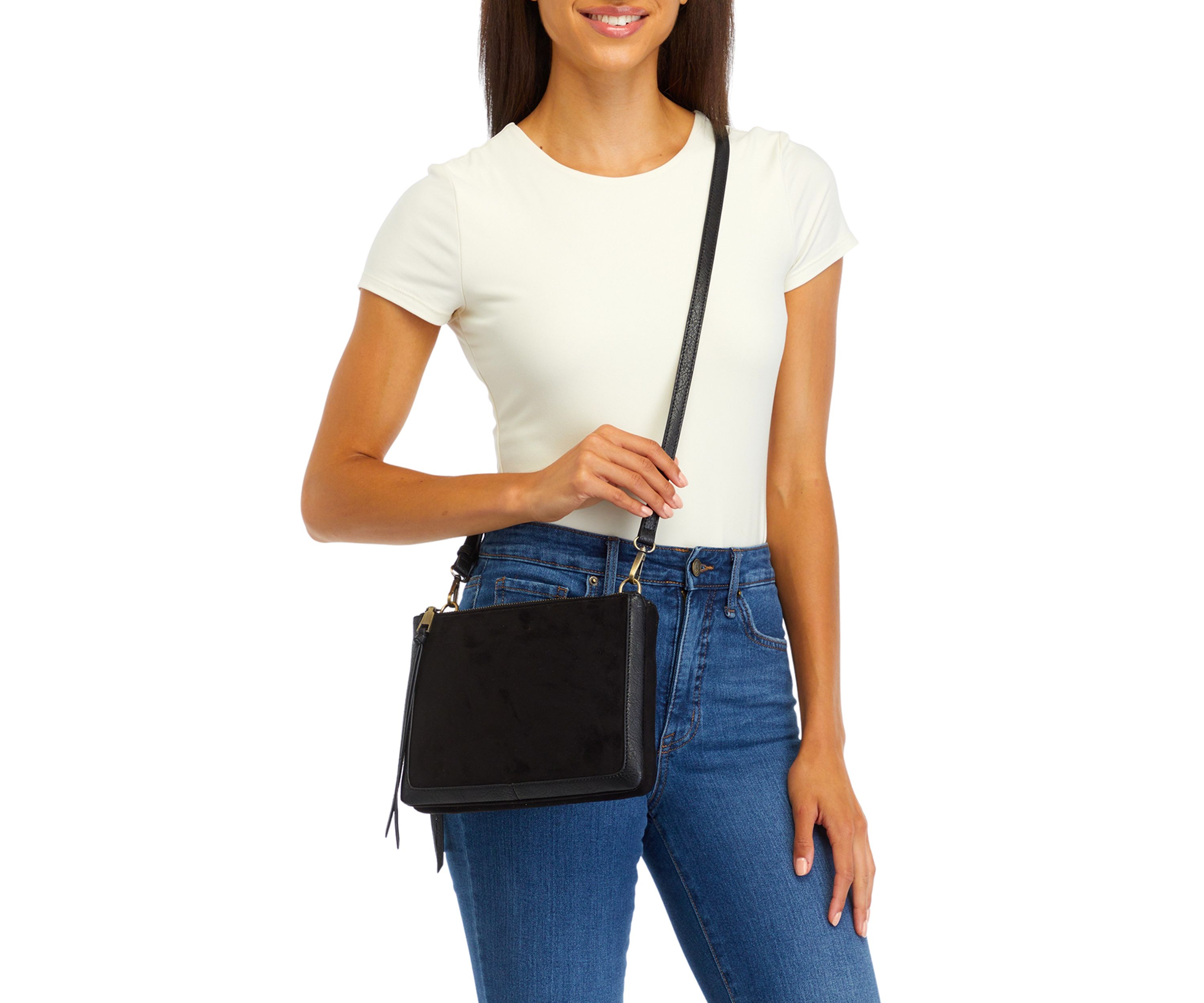 Faux Suede Mix Crossbody
