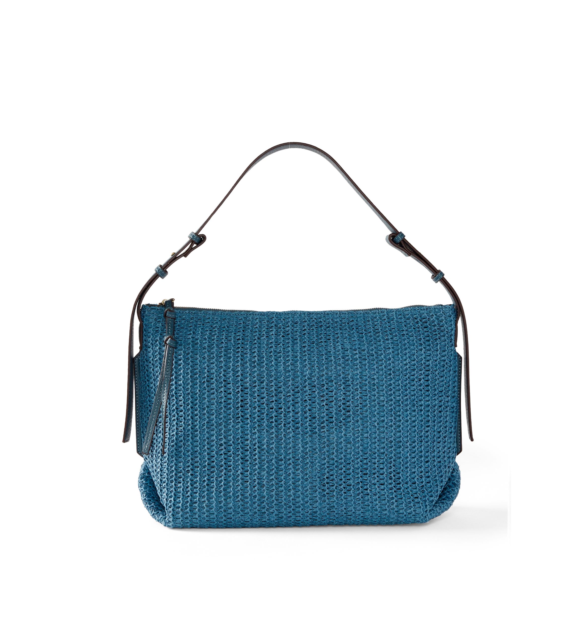 Straw Denim Hobo Bag
