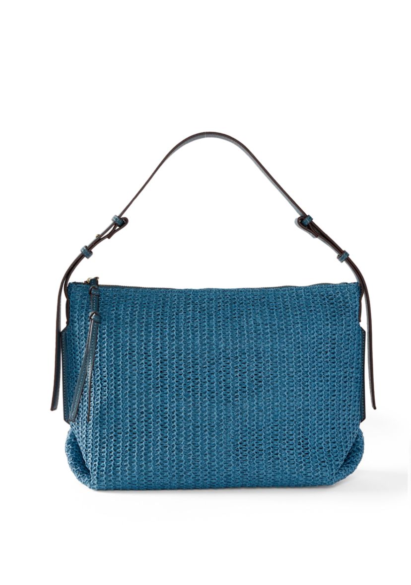 Straw Denim Hobo Bag