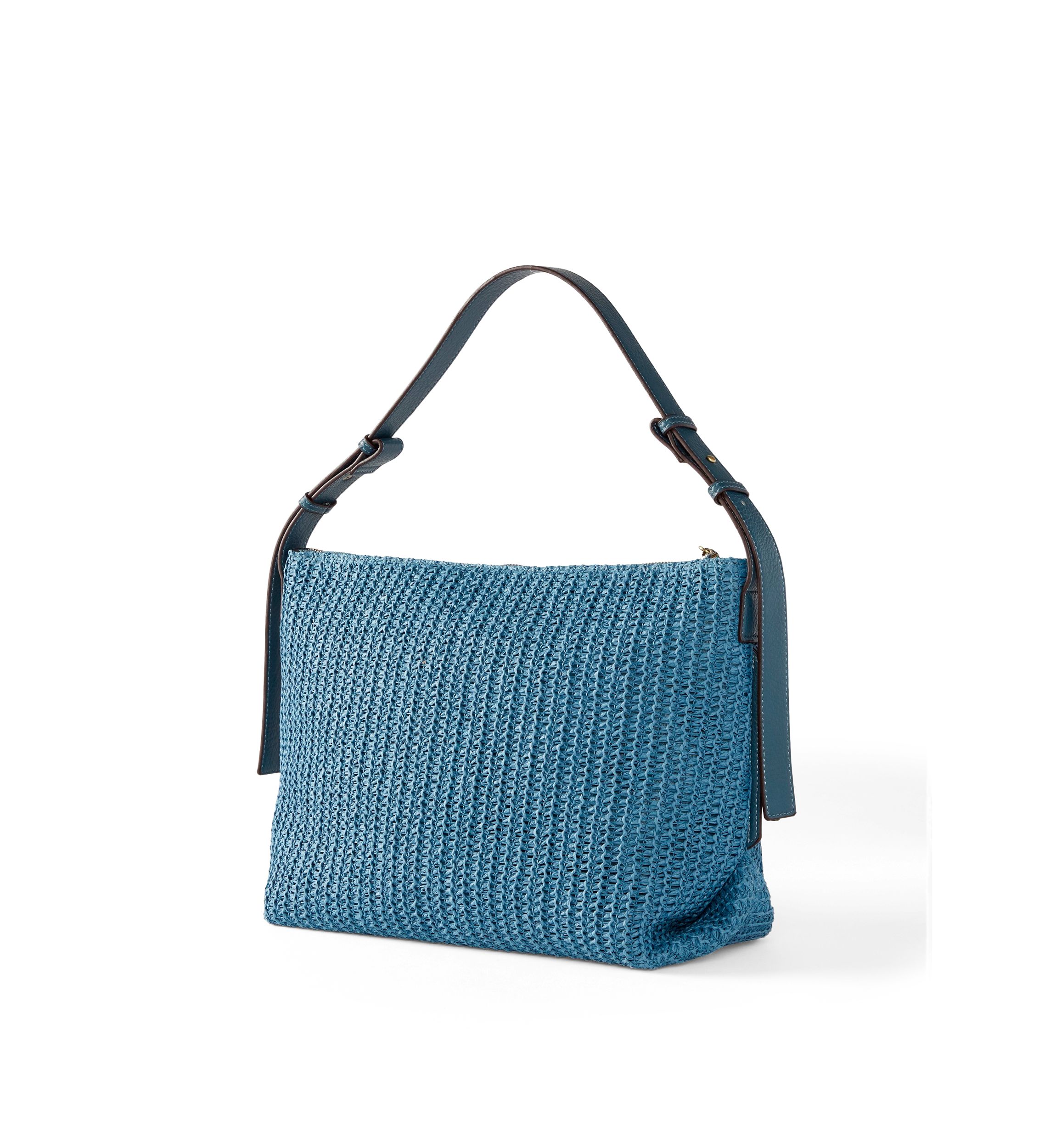 Straw Denim Hobo Bag