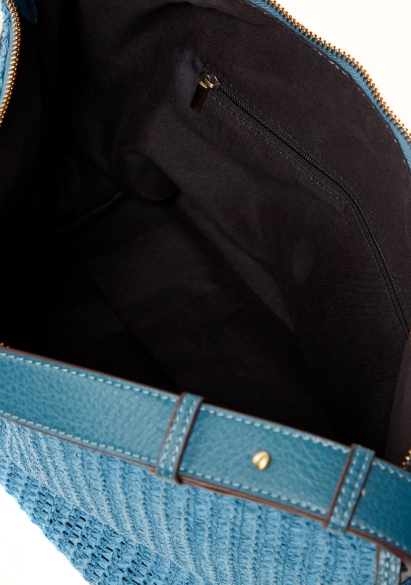 Straw Denim Hobo Bag