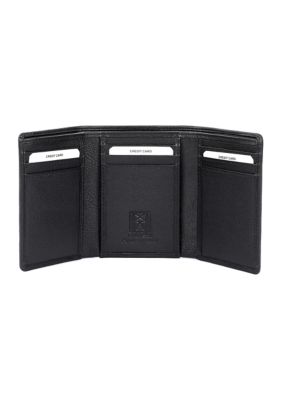 Karla Hanson Men's RFID Blocking Tri-fold Leather Wallet, Black