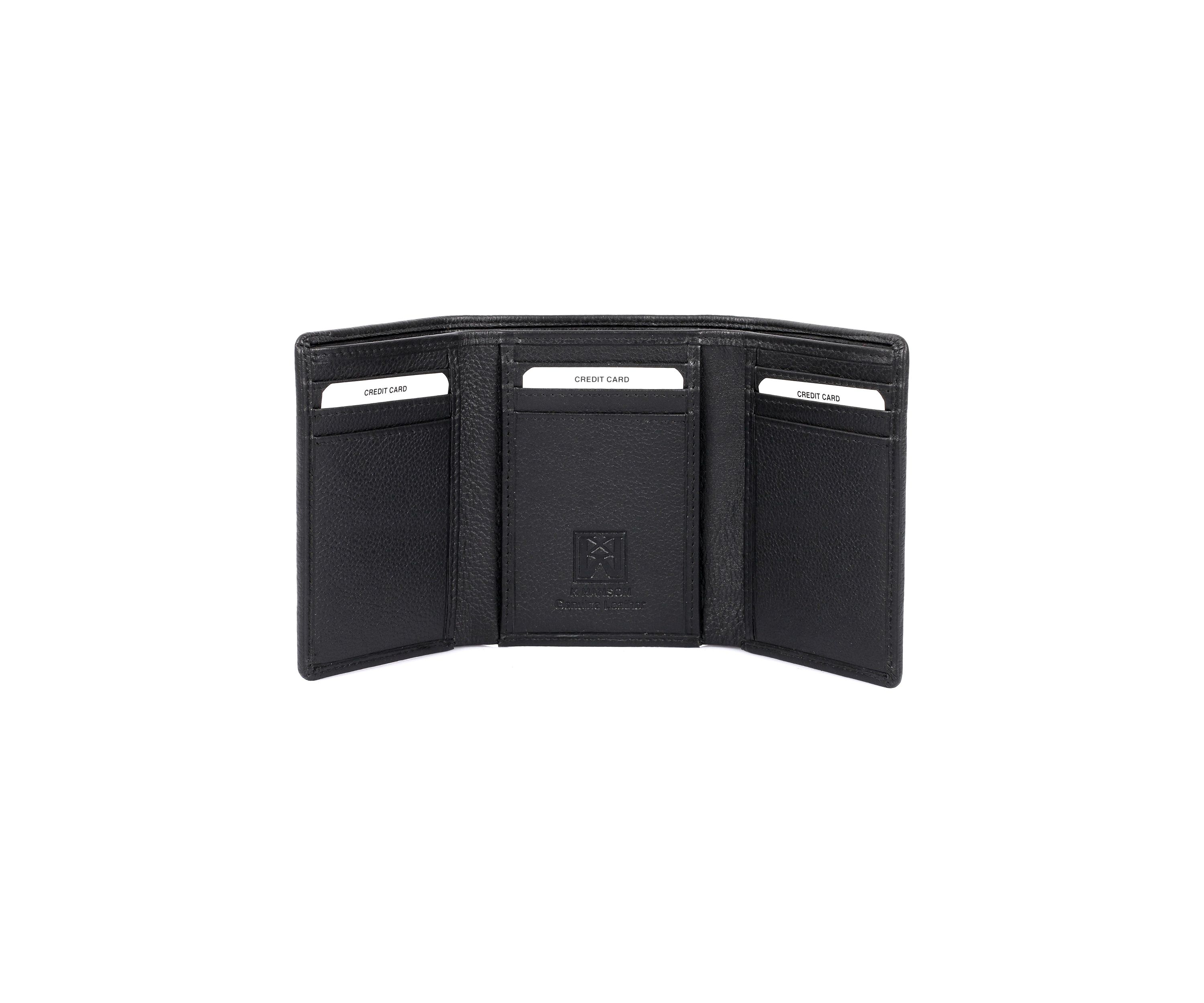 RFID Blocking Tri-fold Leather Wallet