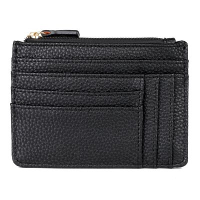 Julia Buxton Vegan Leather ID Coin Case - RFID Blocking Card Holder With Zip, Olive Tartan Print