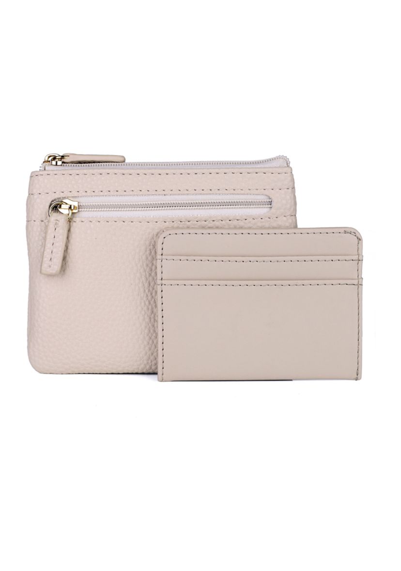 Solid Pebble Vegan Leather Lg ID Coin Case