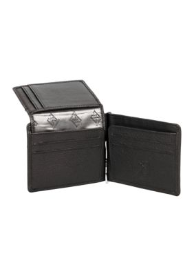 Karla Hanson Men's RFID Blocking Leather Money Clip with Card Insert, Black