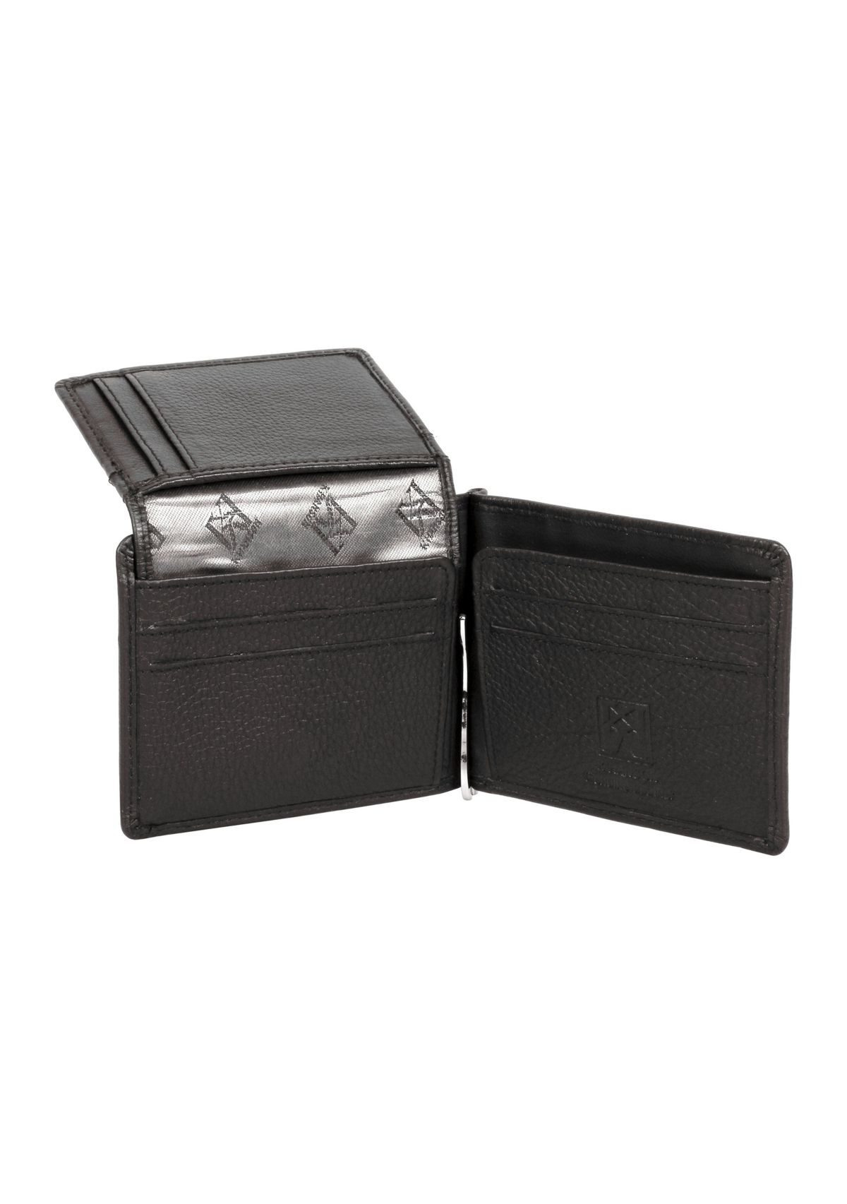RFID Blocking Leather Money Clip with Card Insert