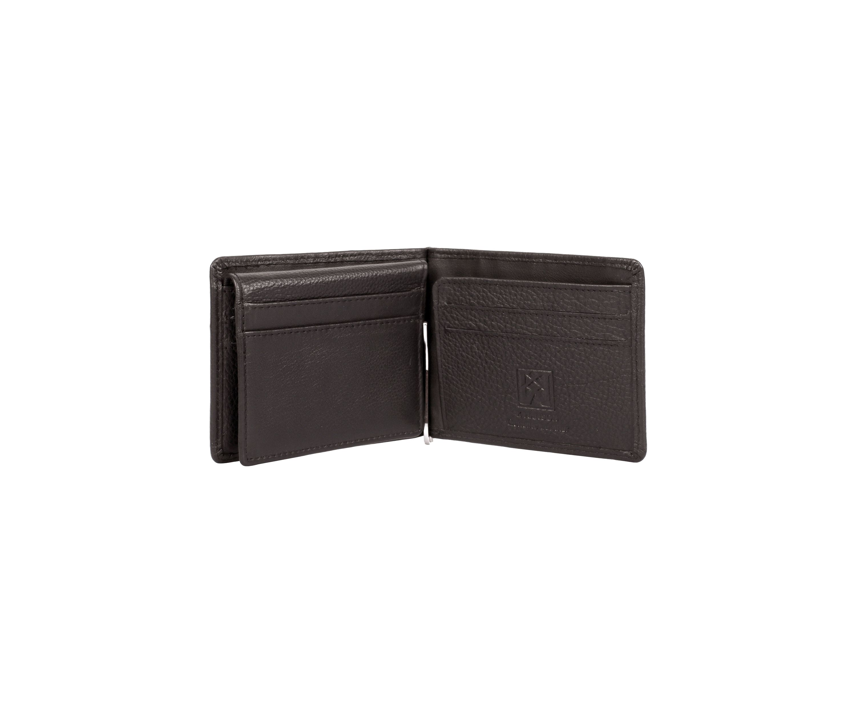 RFID Blocking Leather Money Clip with Card Insert