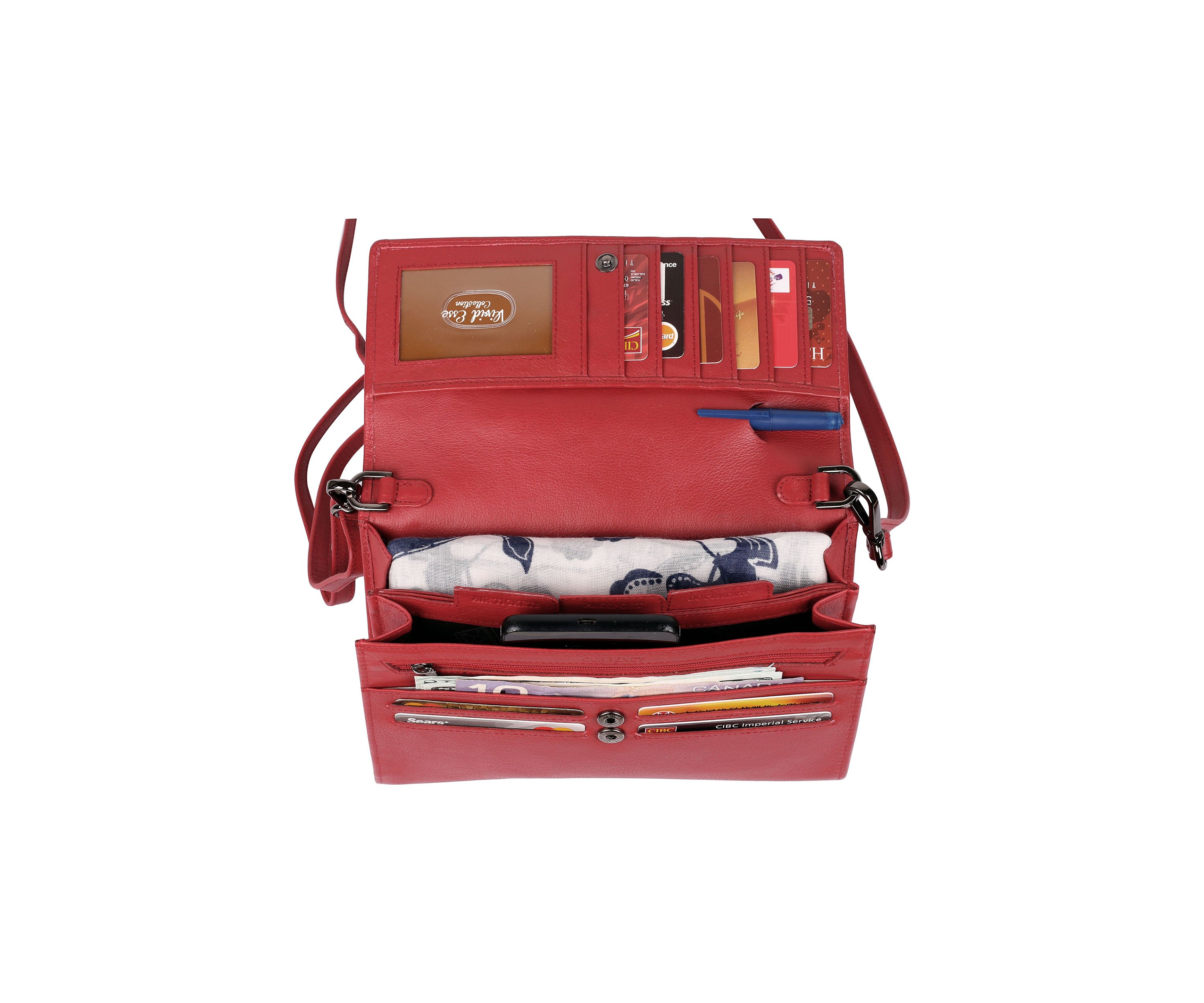 Delia RFID Blocking Leather Crossbody Clutch