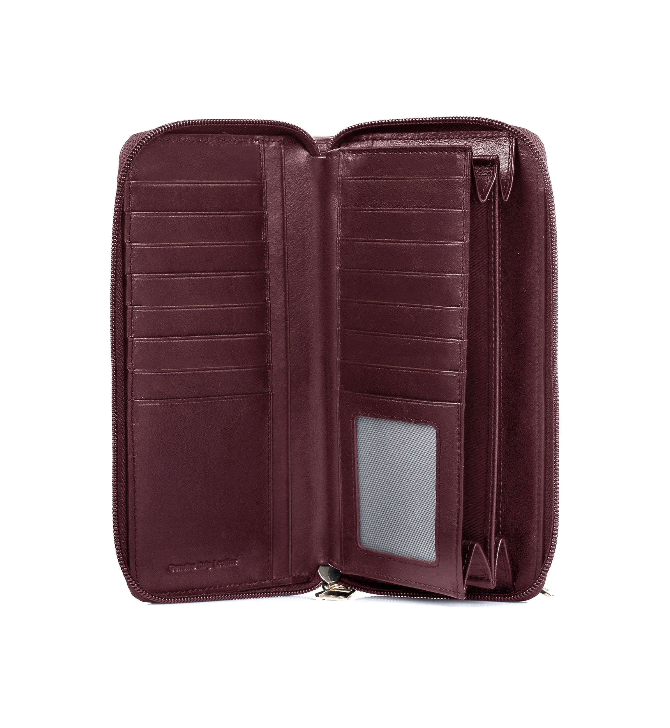 RFID Blocking Leather Zip-around Wallet