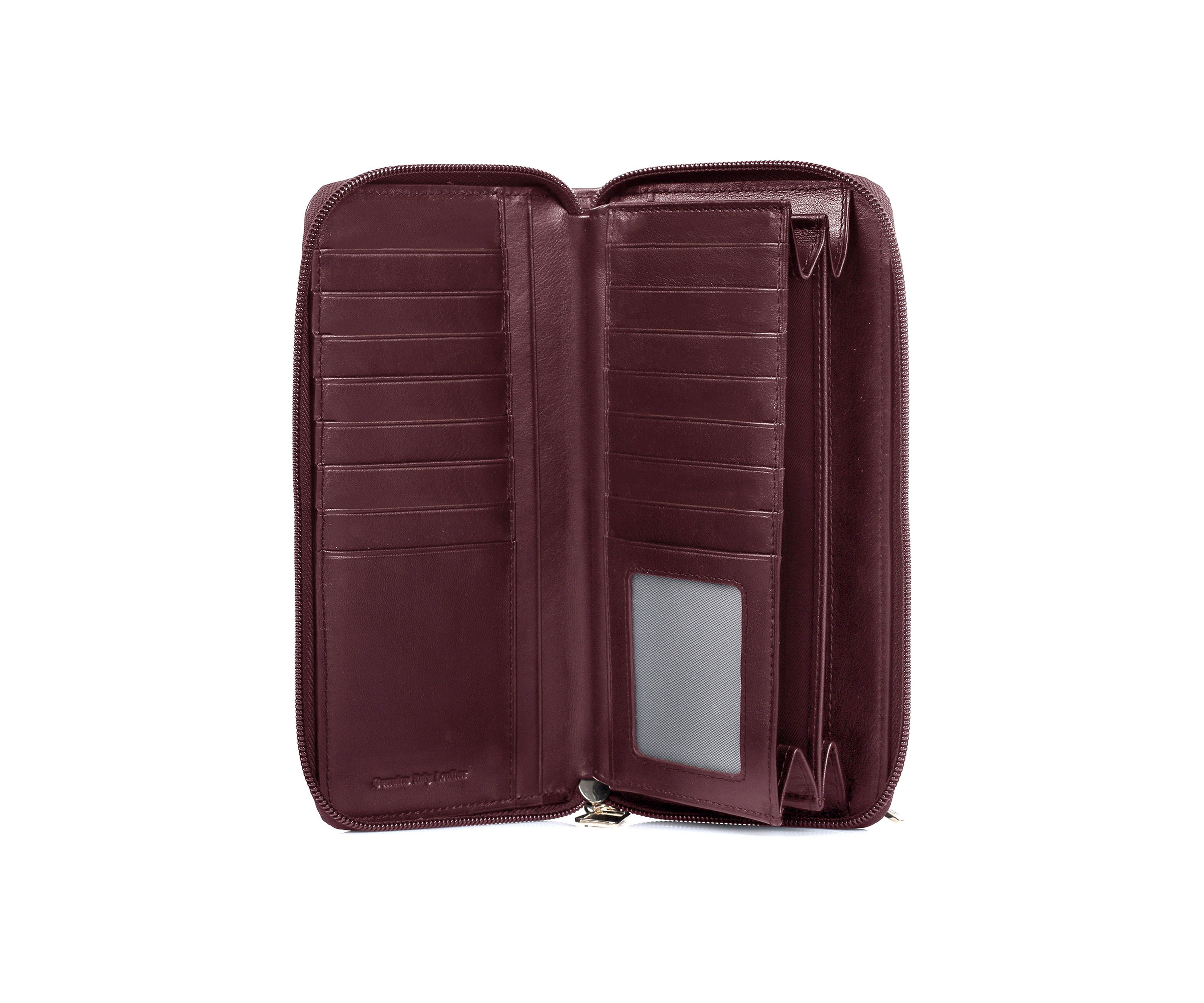 RFID Blocking Leather Zip-around Wallet