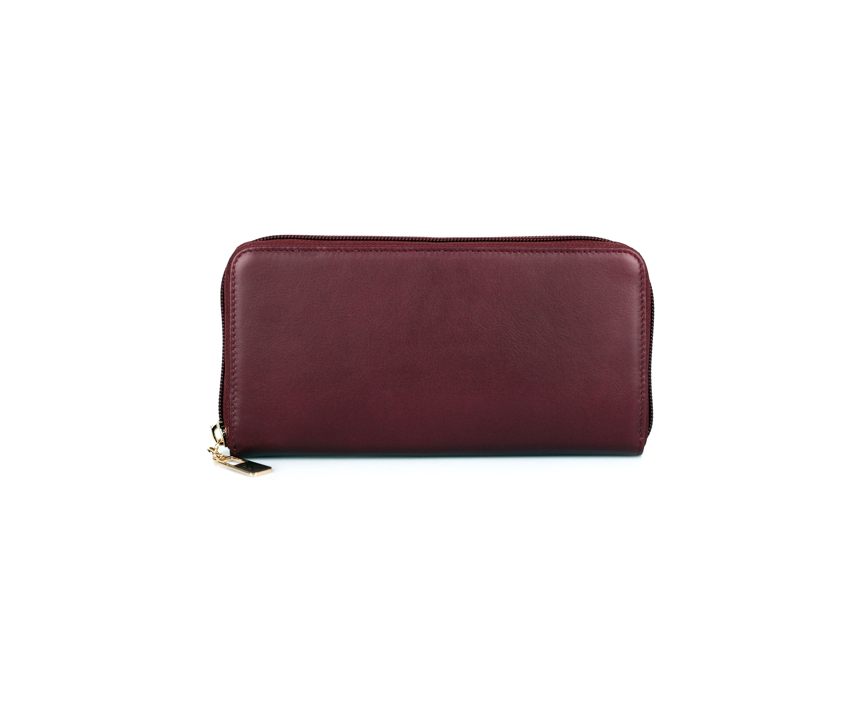 RFID Blocking Leather Zip-around Wallet