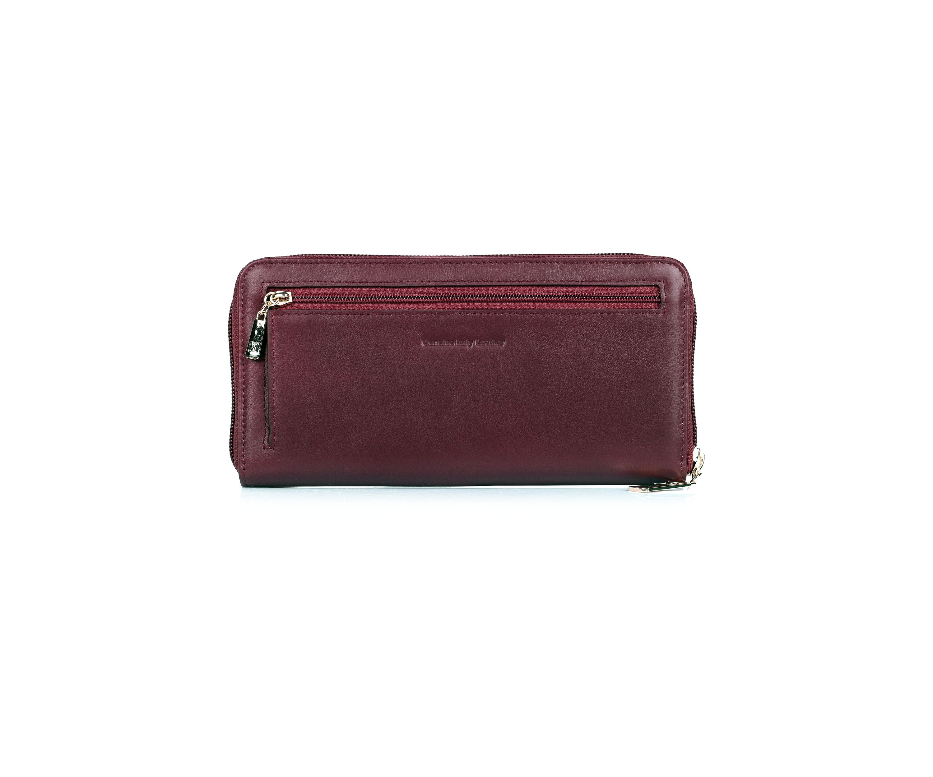 RFID Blocking Leather Zip-around Wallet