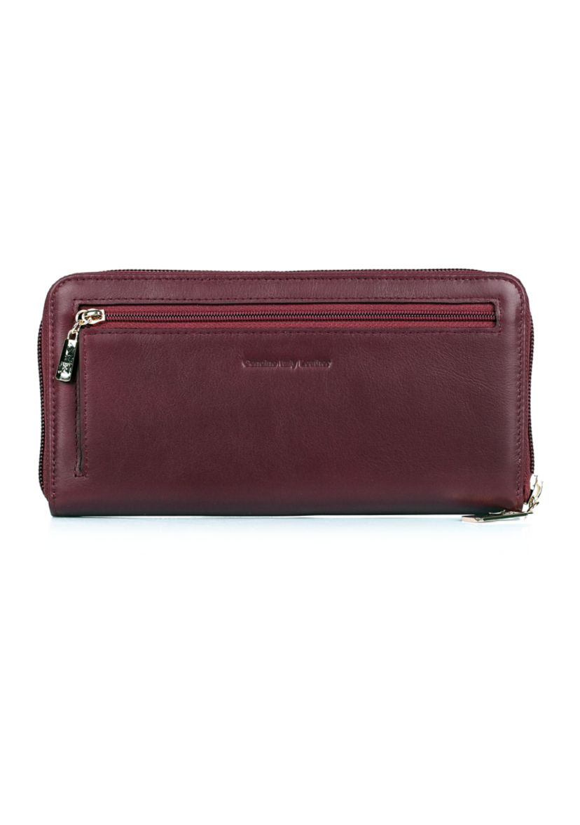 RFID Blocking Leather Zip-around Wallet