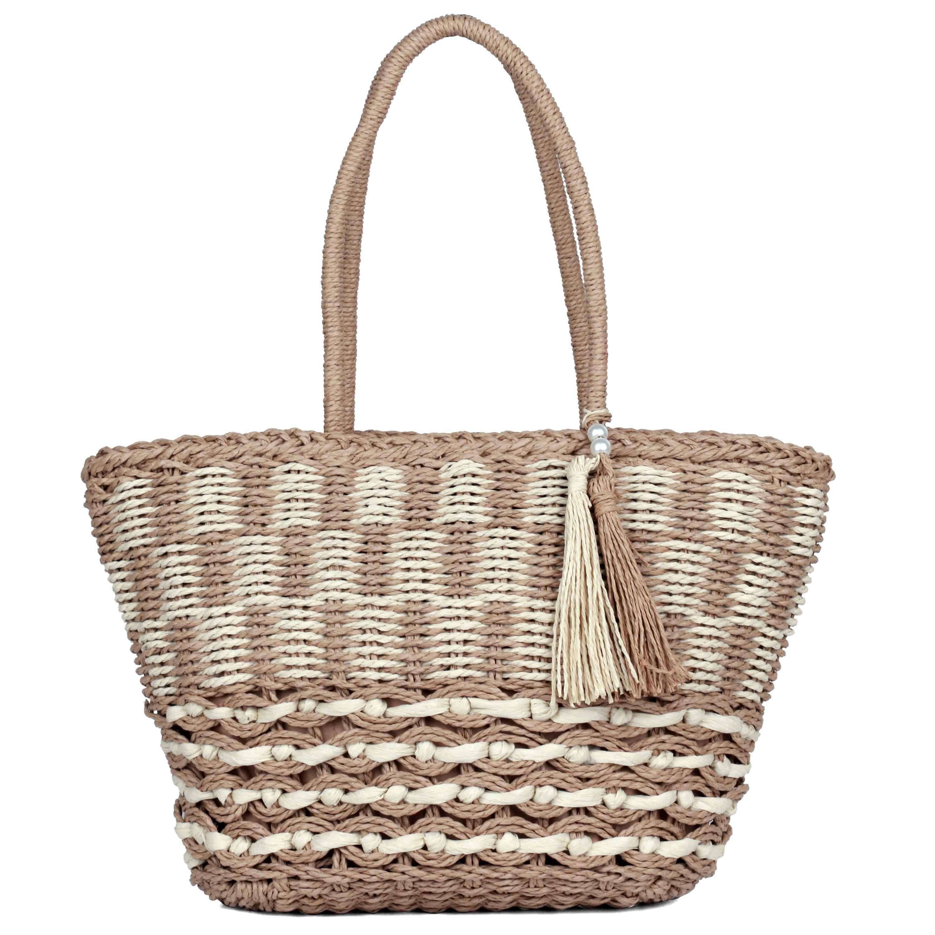 Straw EW Tote With Tassel
