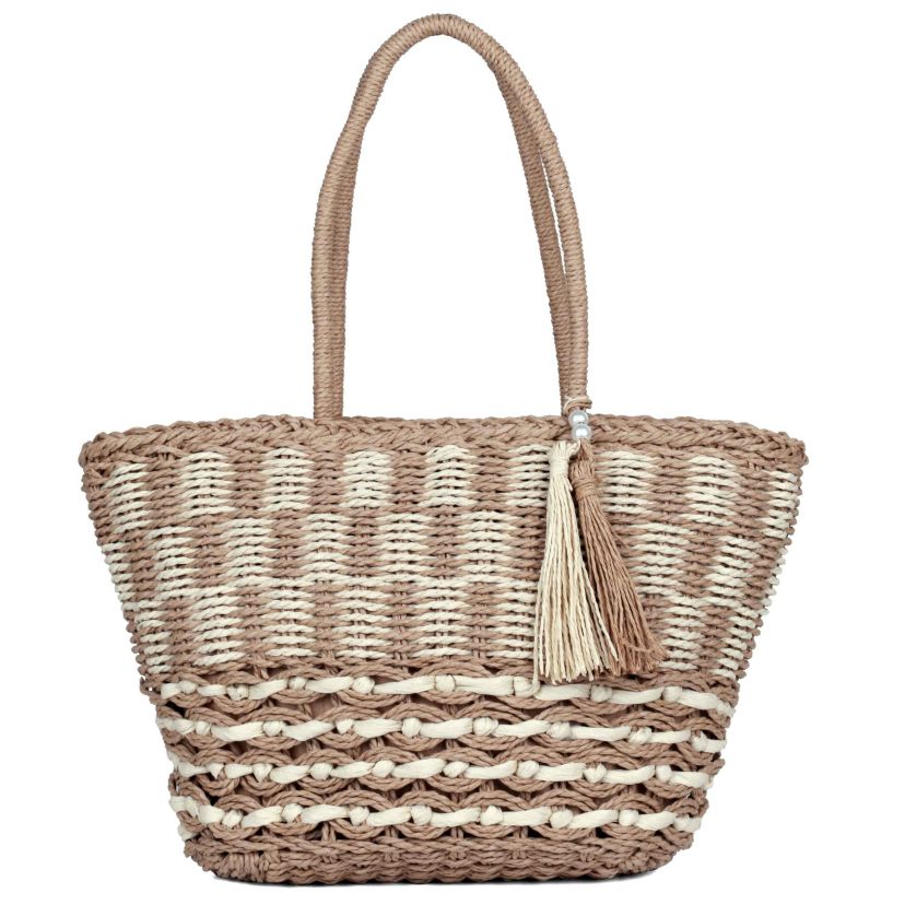 Straw EW Tote With Tassel