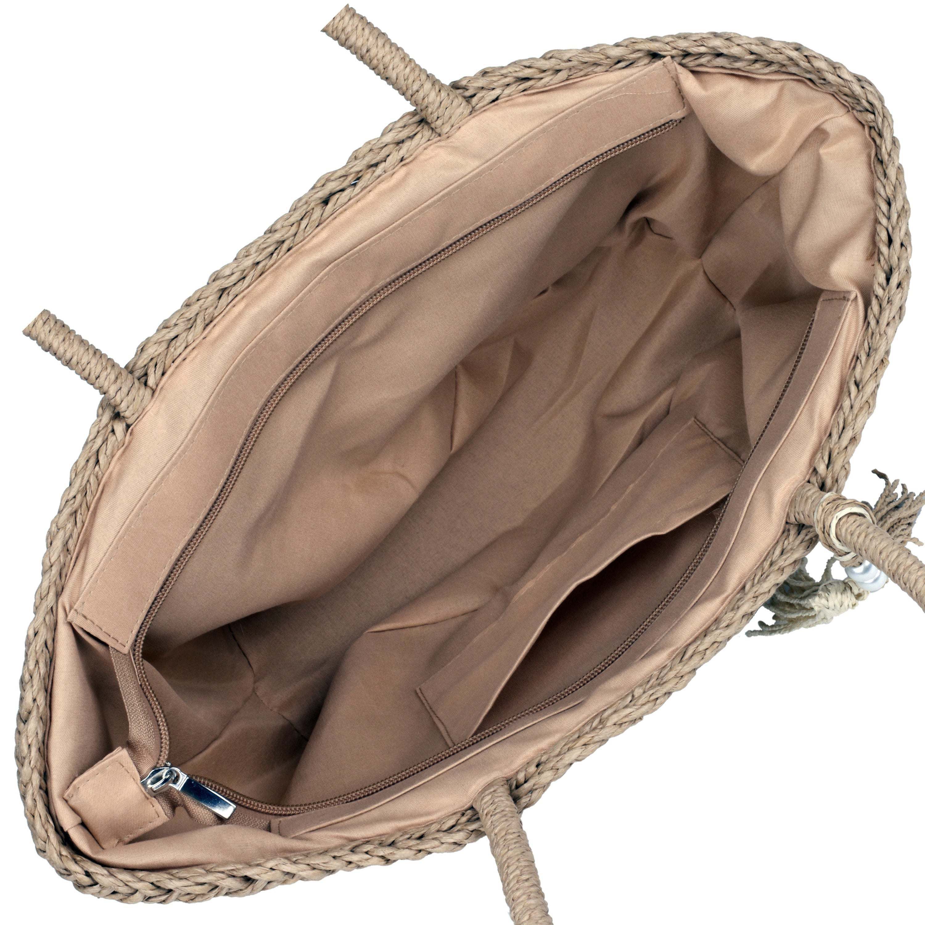 Straw EW Tote With Tassel