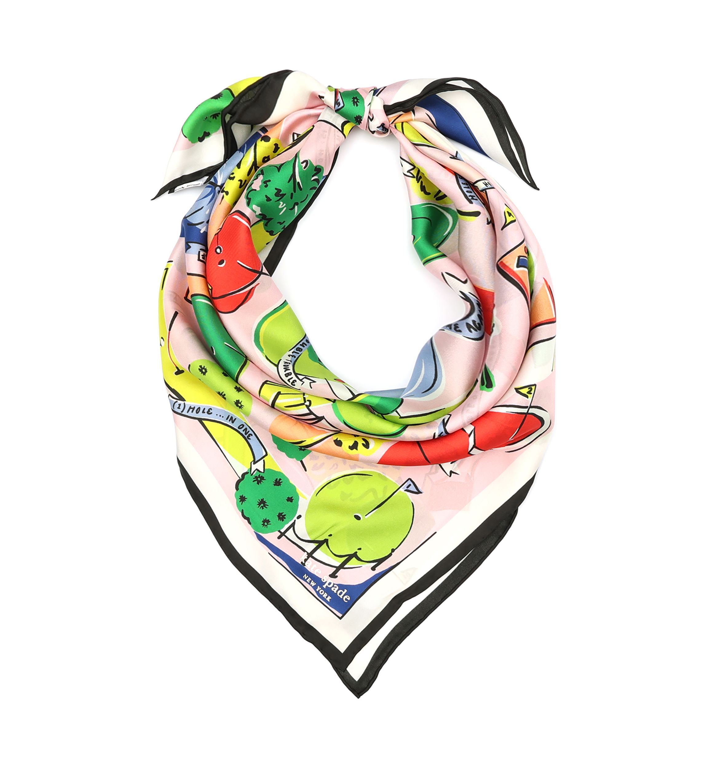 Womens Mini Golf Printed Silk Square Scarf