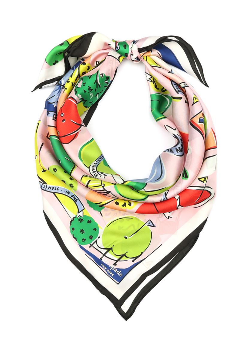 Womens Mini Golf Printed Silk Square Scarf