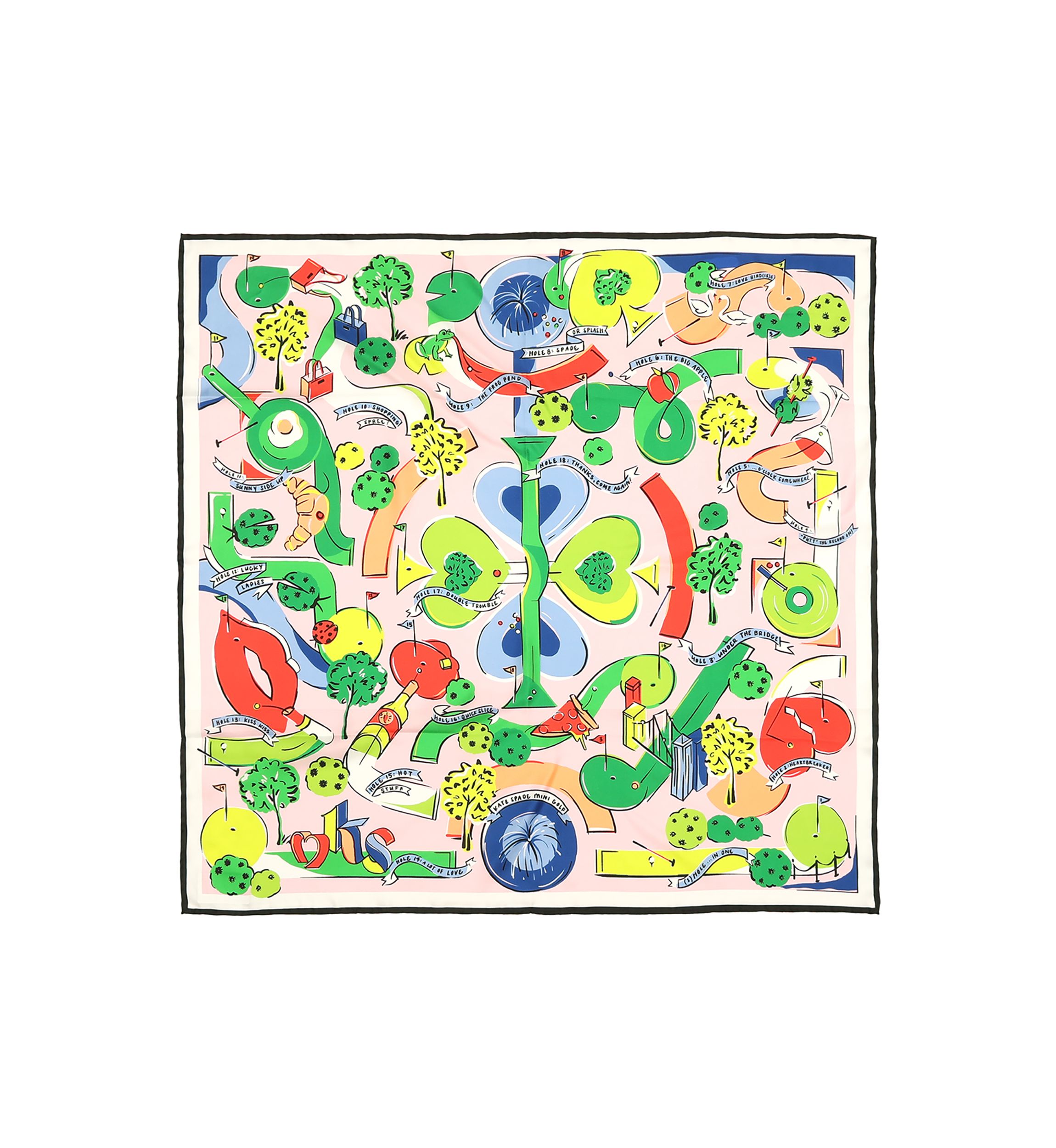 Womens Mini Golf Printed Silk Square Scarf