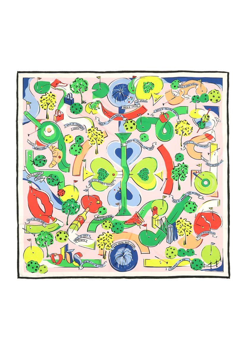 Womens Mini Golf Printed Silk Square Scarf