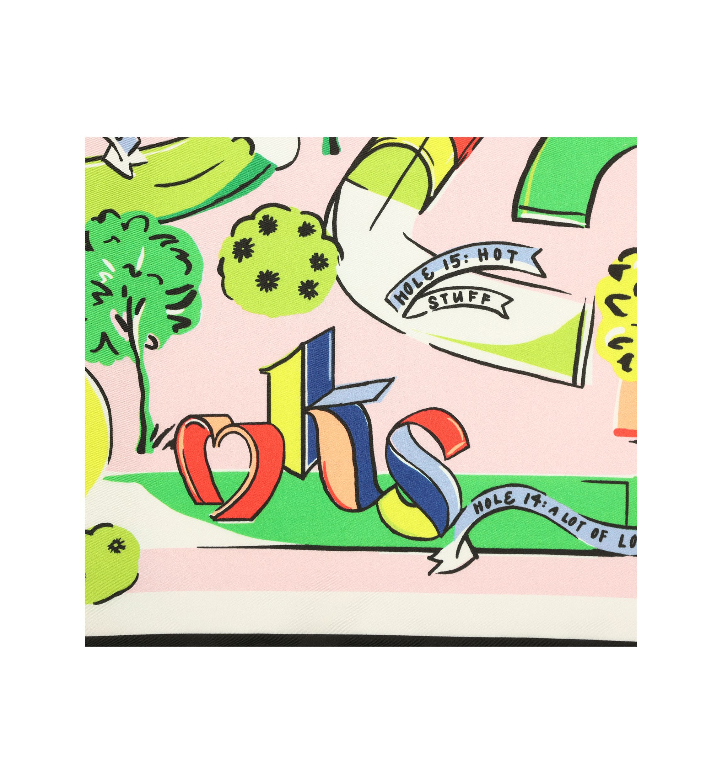 Womens Mini Golf Printed Silk Square Scarf