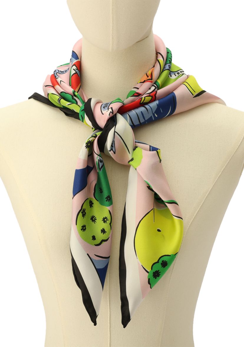 Womens Mini Golf Printed Silk Square Scarf