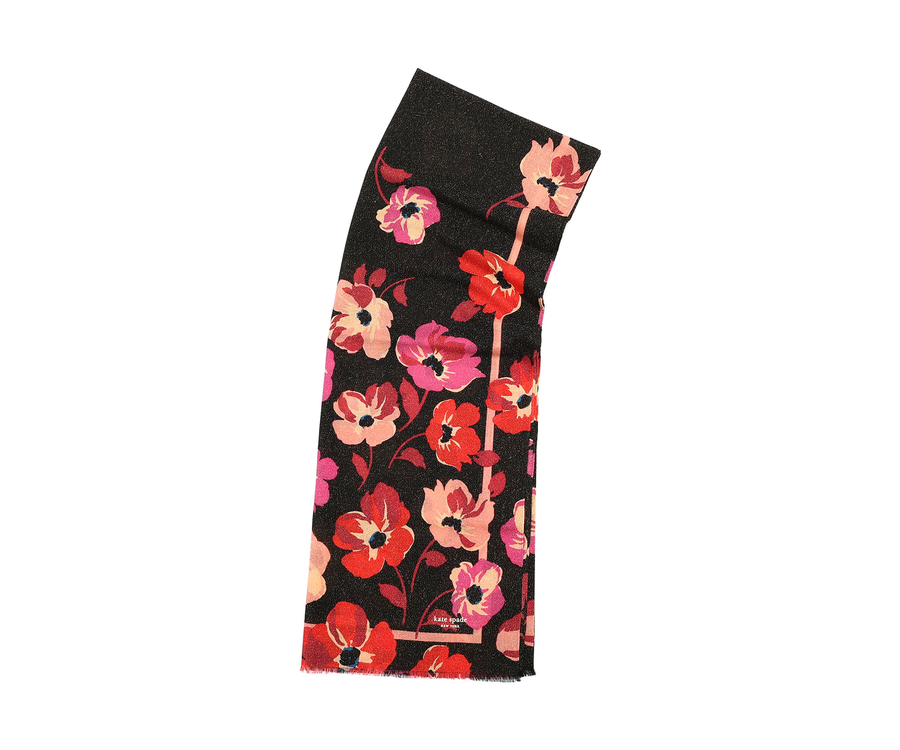 Fall Poppies Wool Oblong Scarf 