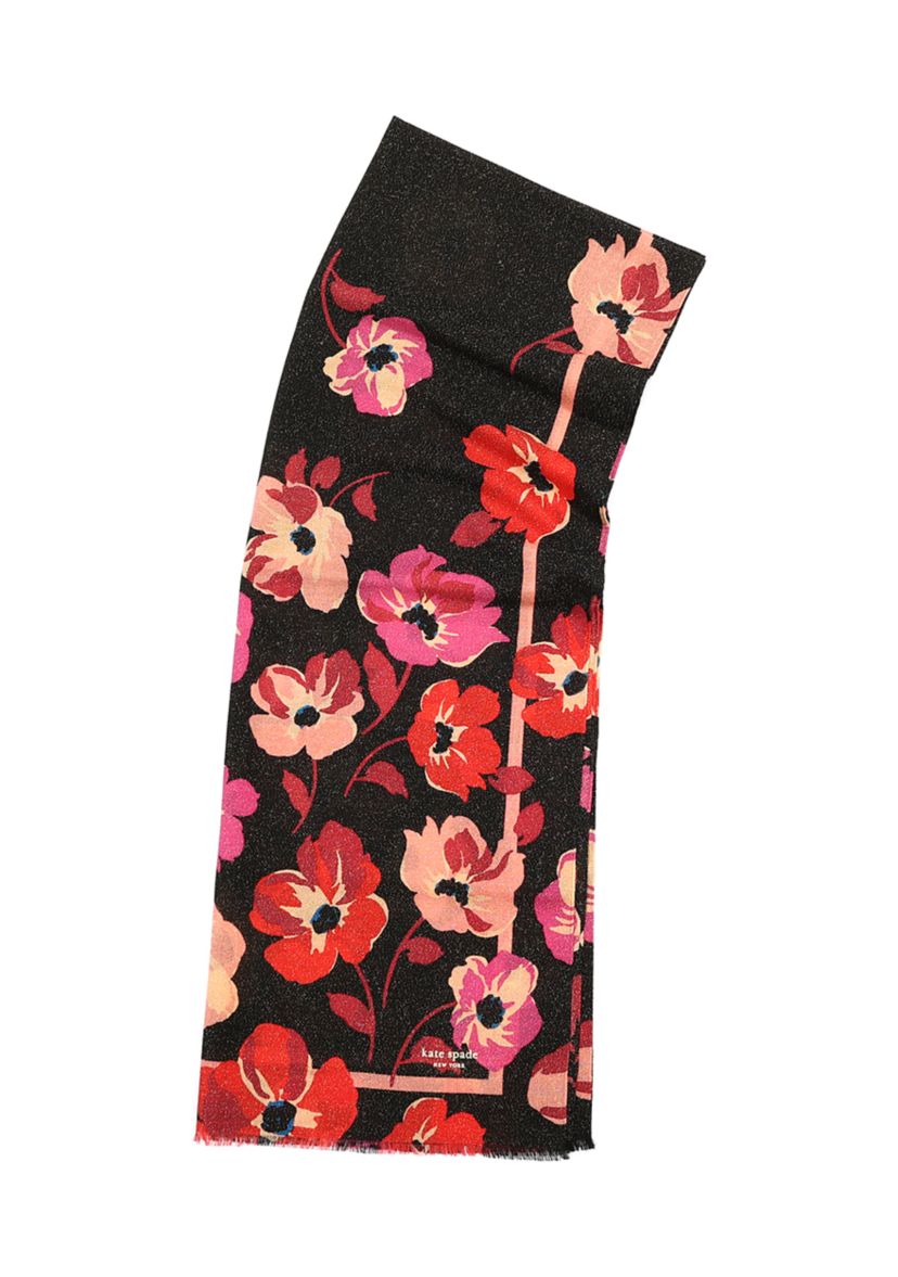 Fall Poppies Wool Oblong Scarf 