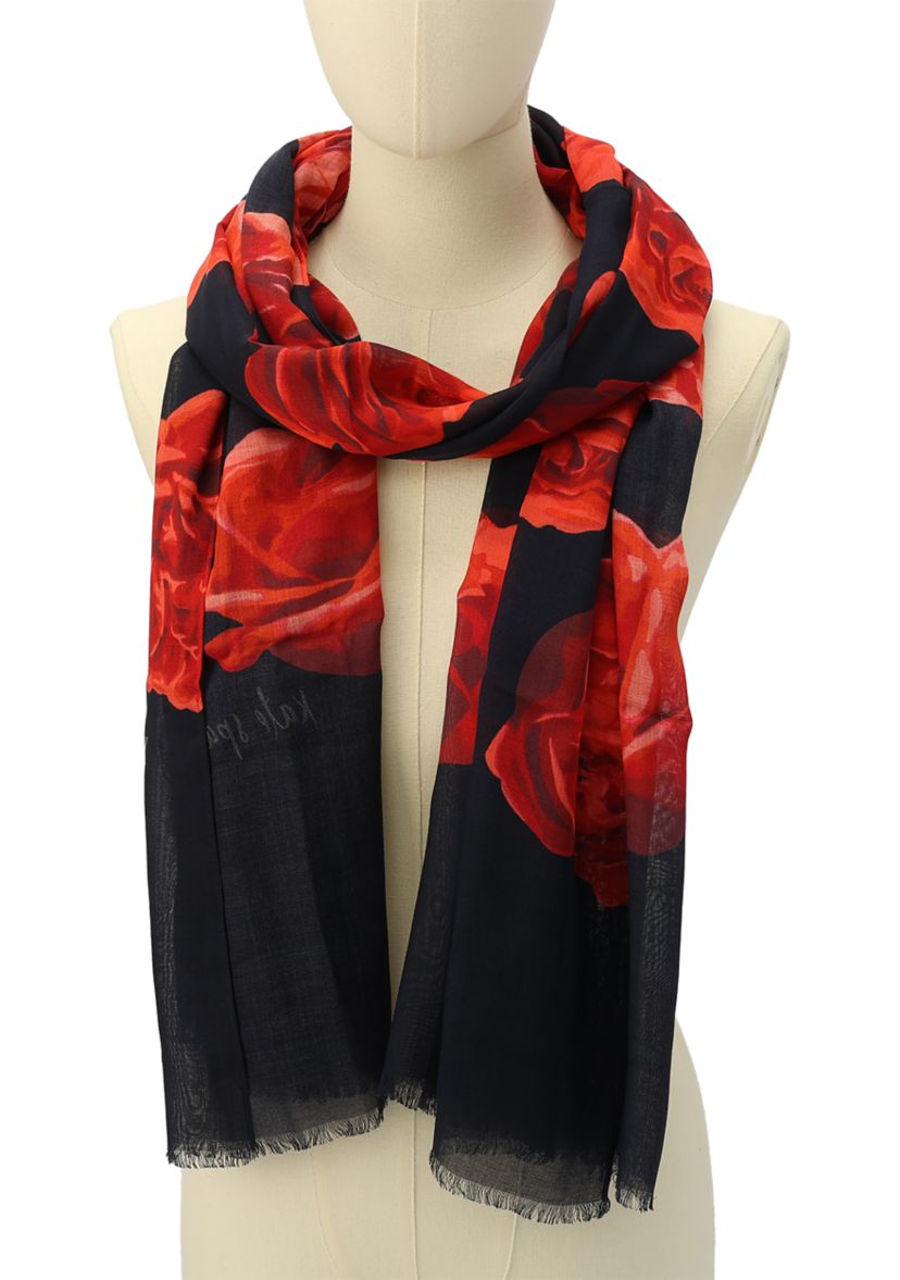 Charming Rose Oblong Scarf 