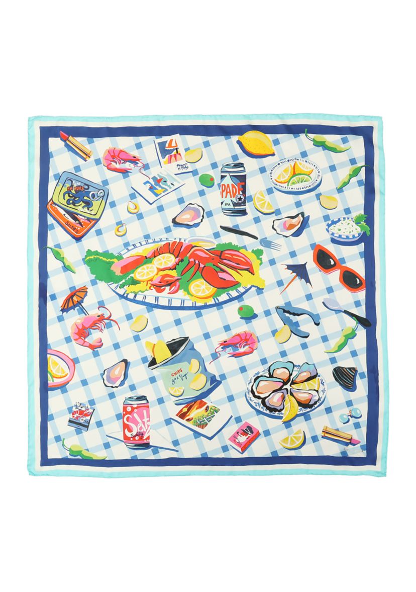 Lobster Lunch Silk Square Scarf