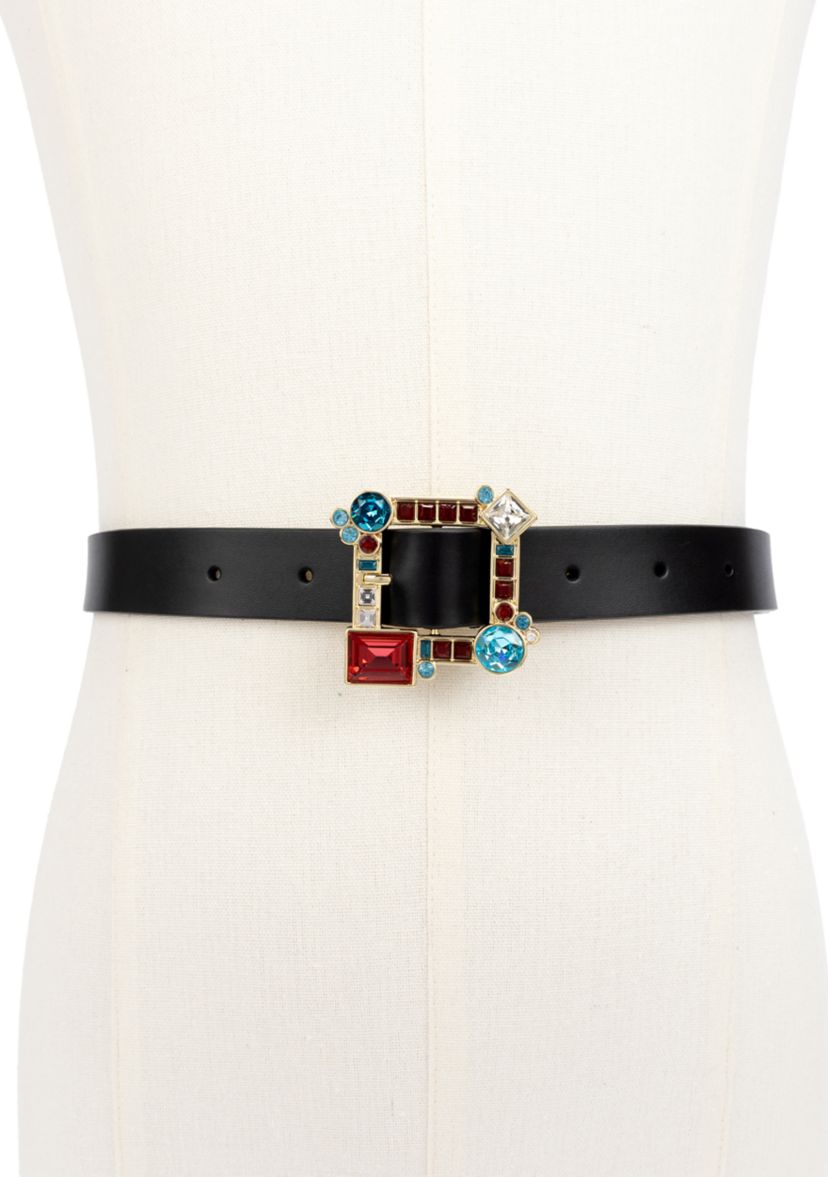 Belt with Crystal Stone Buckle