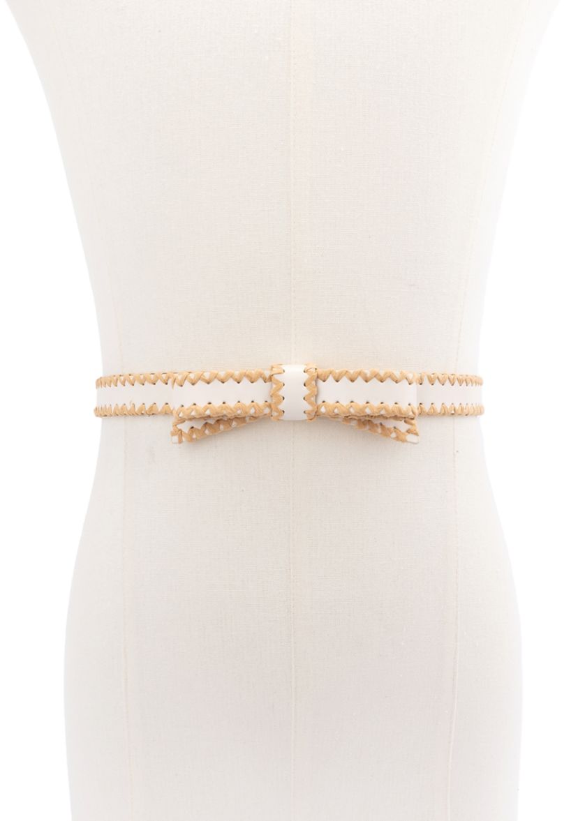 Bow Belt with Straw Edge