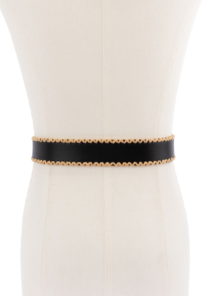 35 Millimeter Belt with Straw Edge 