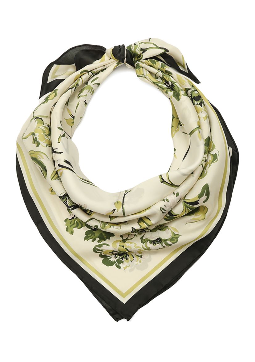 Floral Toile Silk Square Scarf
