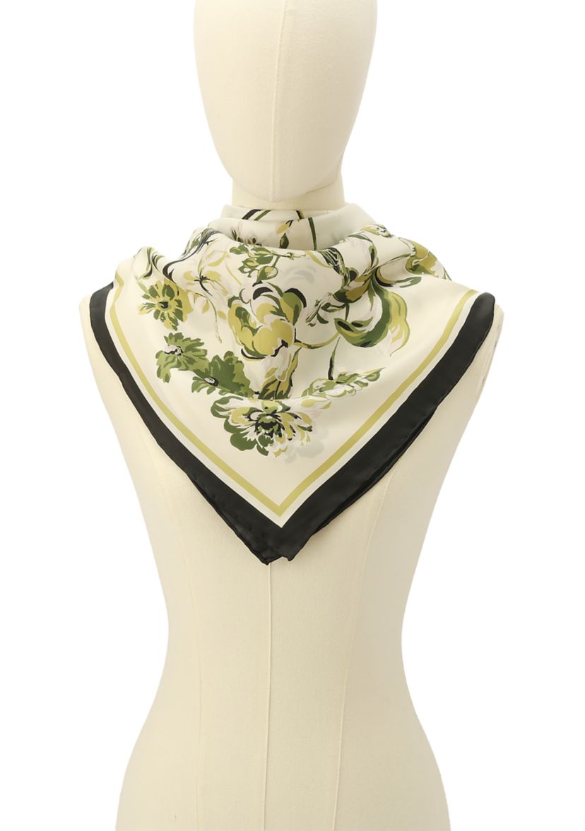 Floral Toile Silk Square Scarf