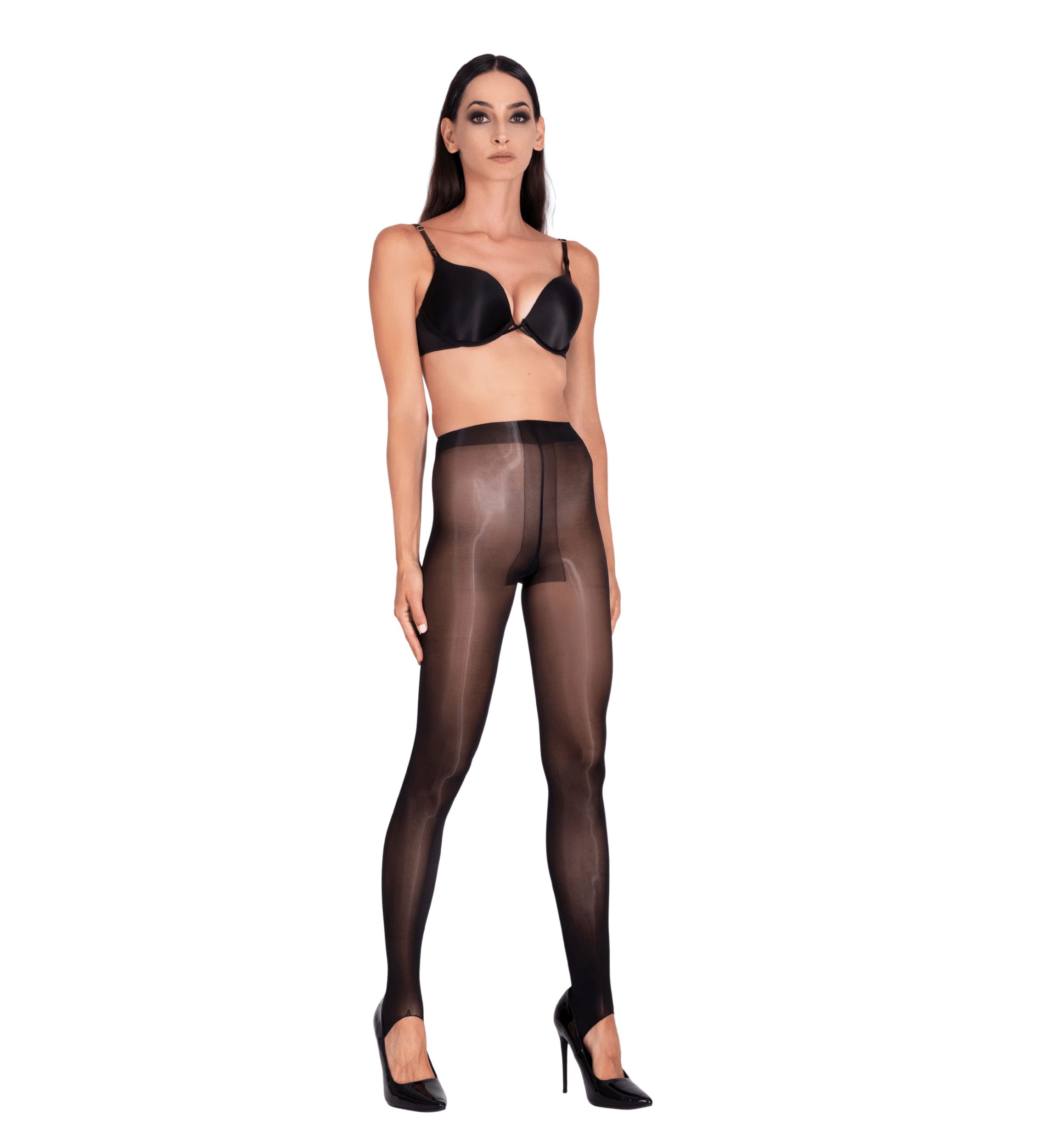 Lustrous Silky Shiny 40 Denier Stirrup Pantyhose Stockings Tights