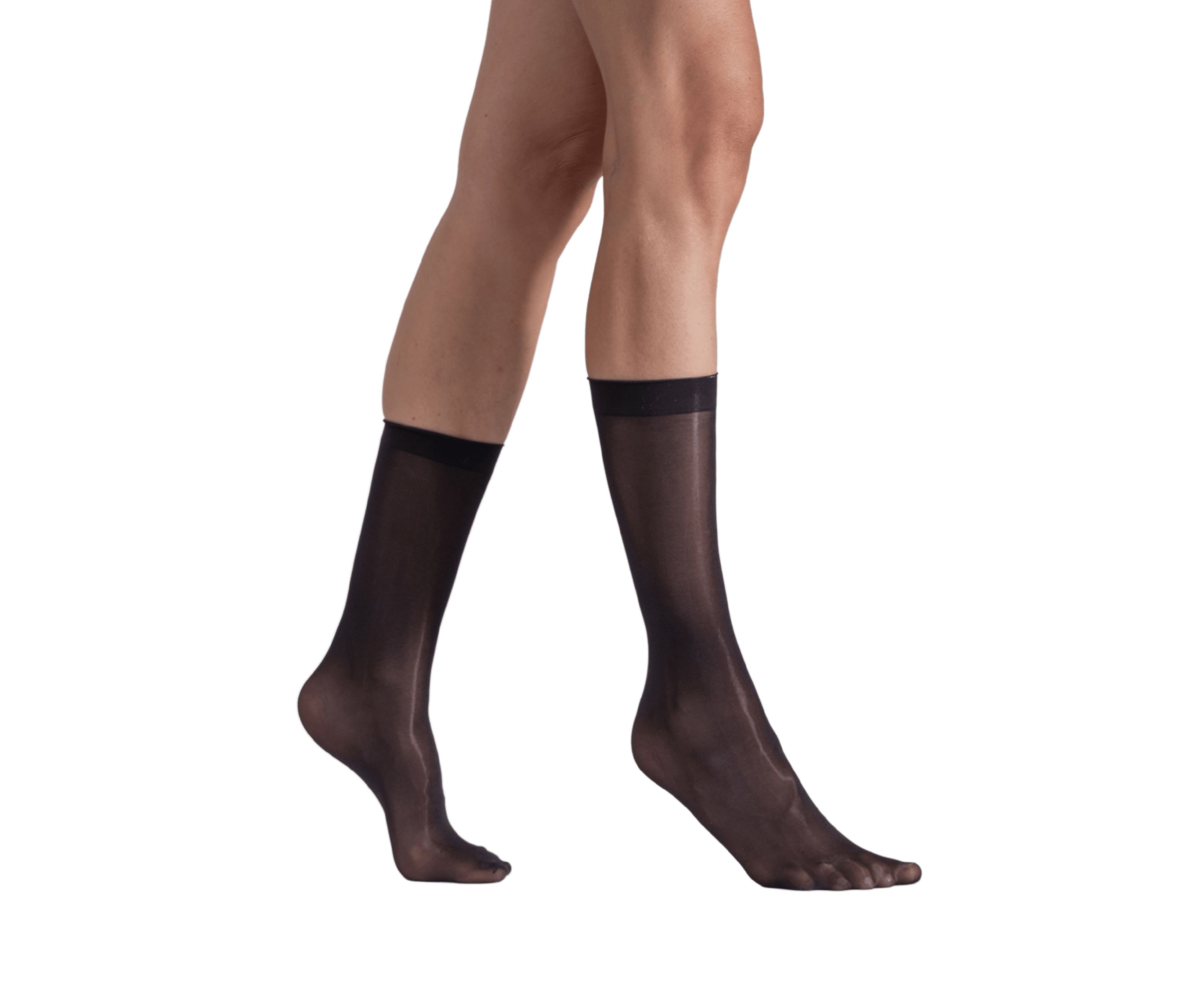 Set of Two Lustrous Silky Shiny Sheer Dress Stockings Socks