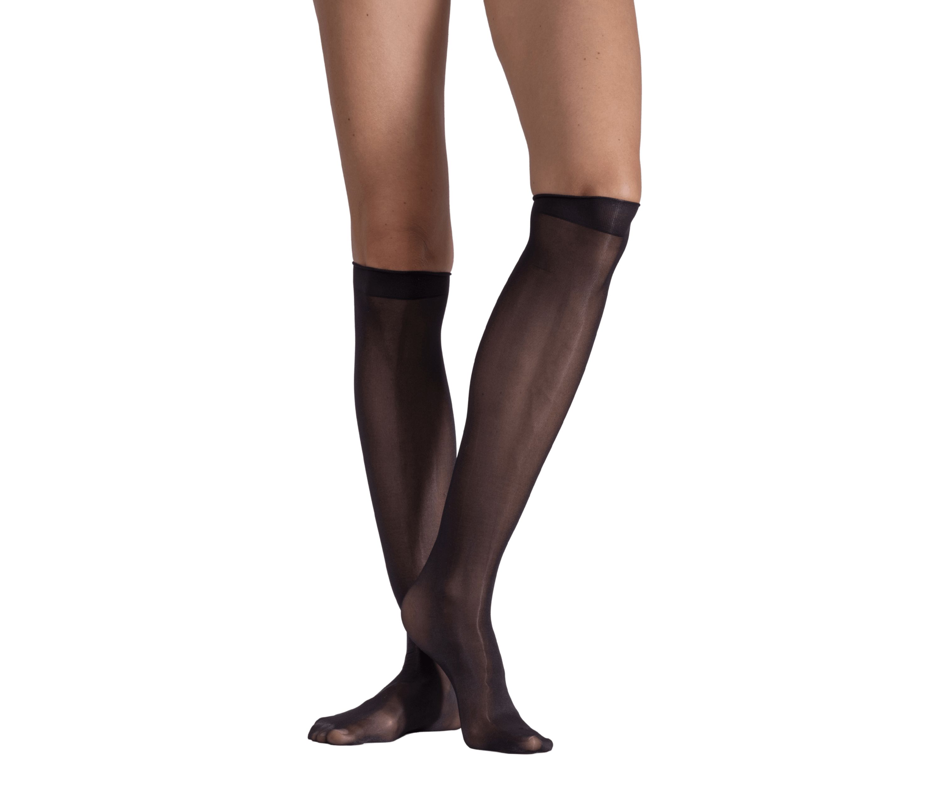 Set of Two Lustrous Silky Shiny Sheer Dress Knee-highs Stockings
