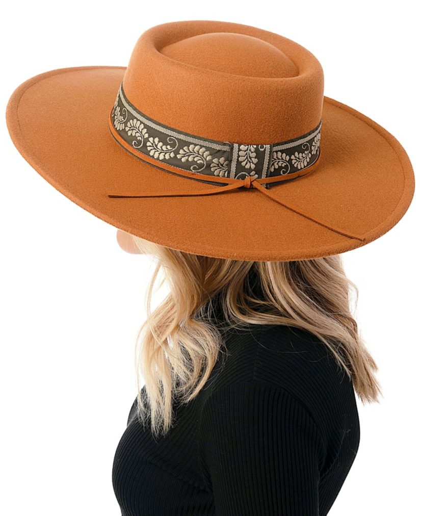 Wool Blend Felt Hat with Paisley Print Band