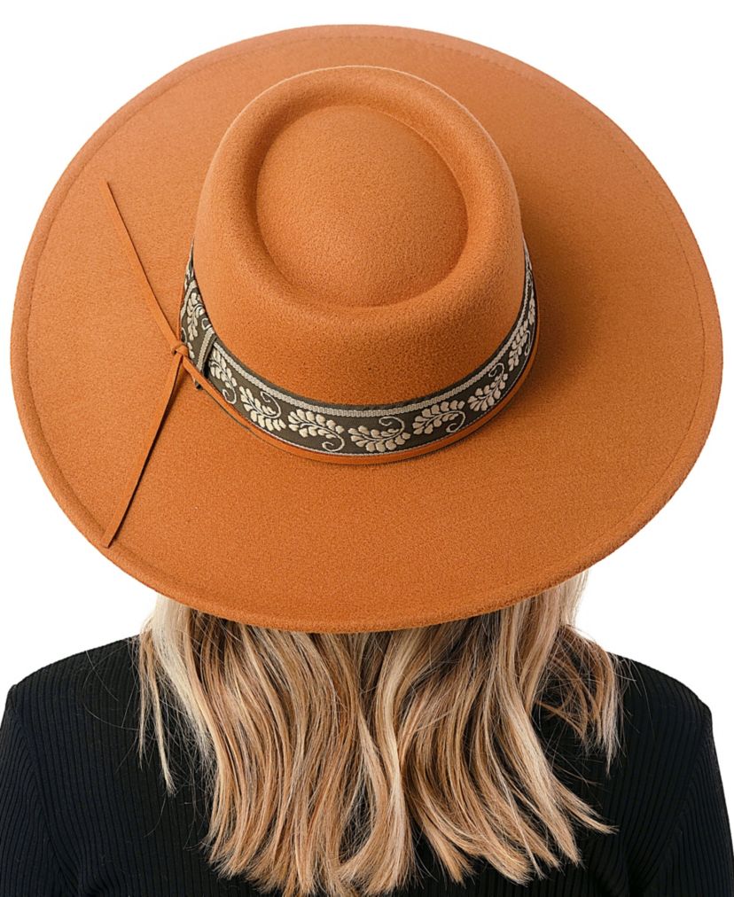 Wool Blend Felt Hat with Paisley Print Band