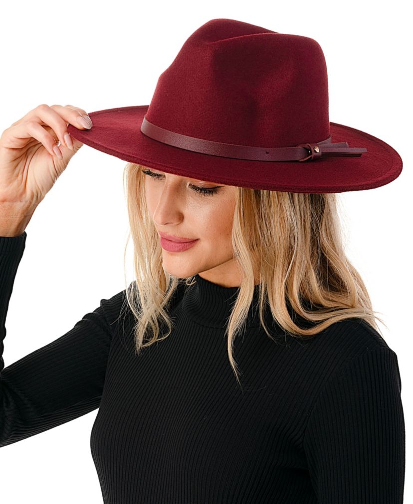 Wool Blend Felt Hat with Vegan Leather Band