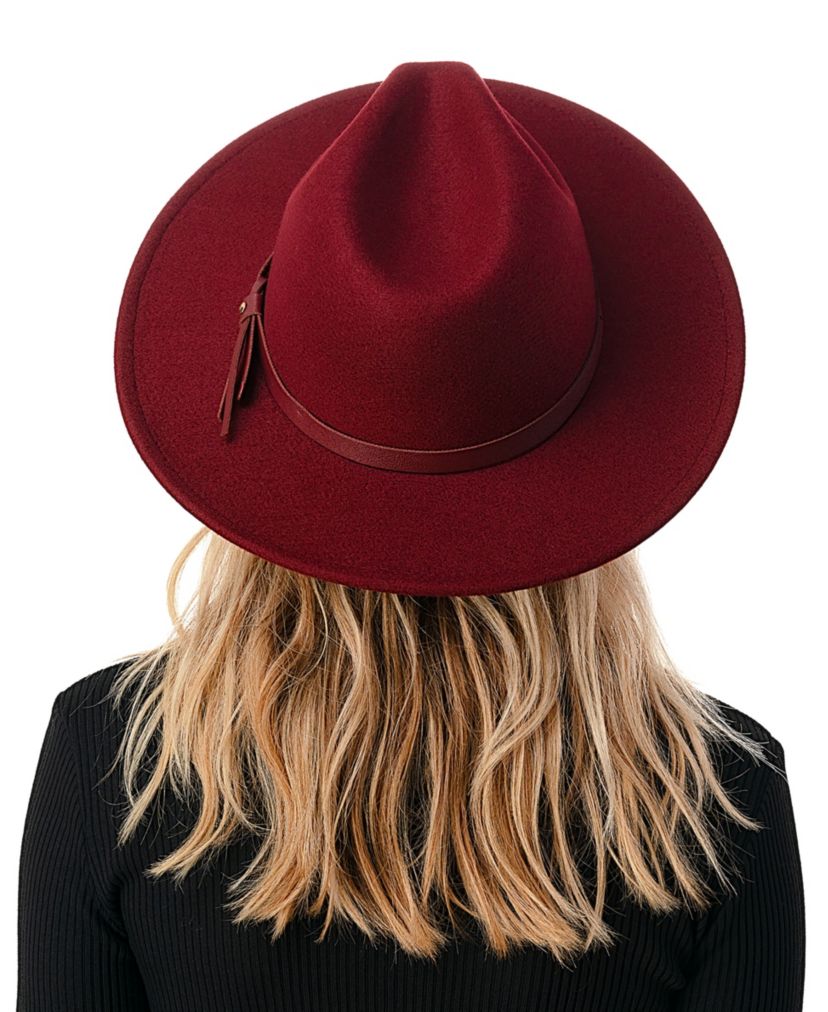 Wool Blend Felt Hat with Vegan Leather Band