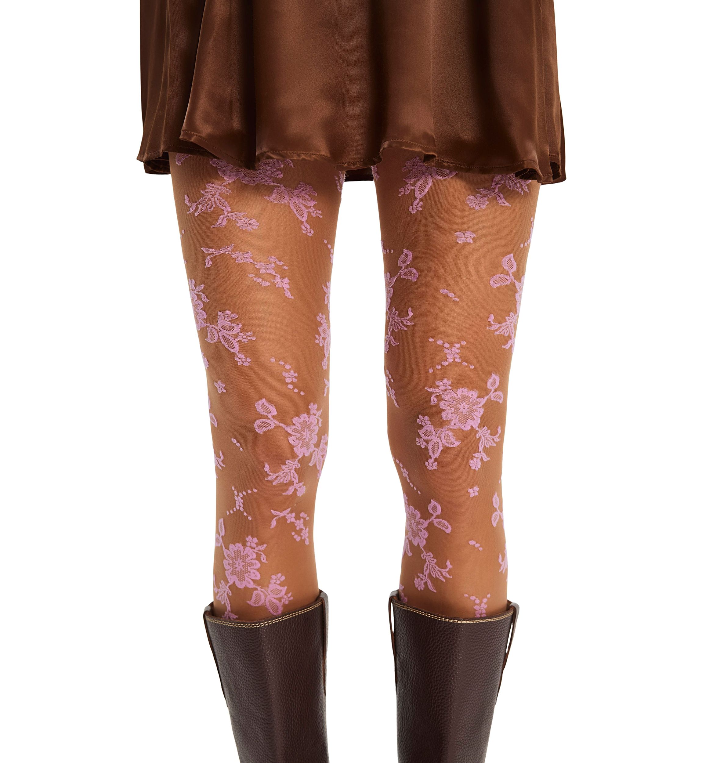 Flocked Floral Tights