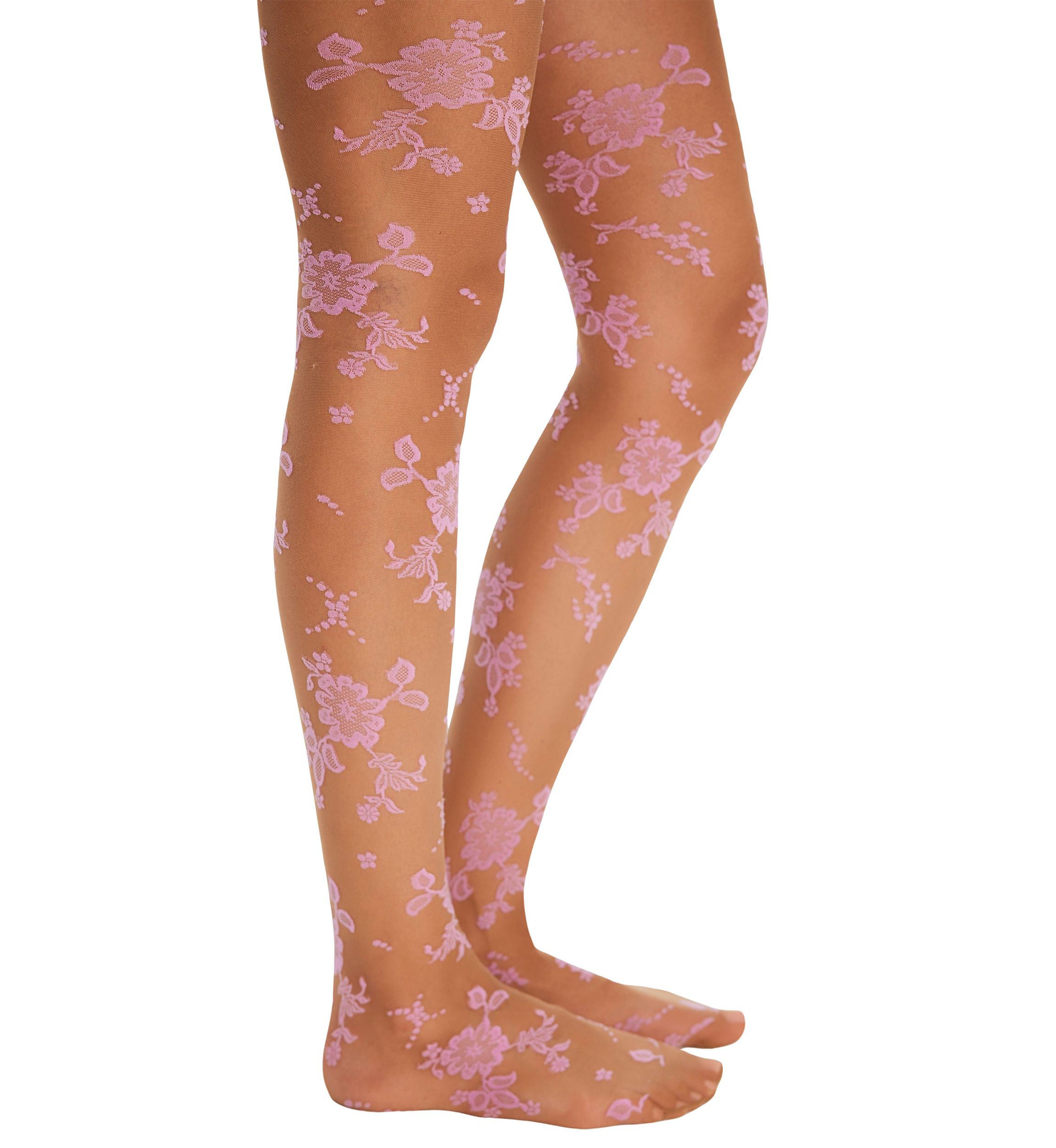 Flocked Floral Tights