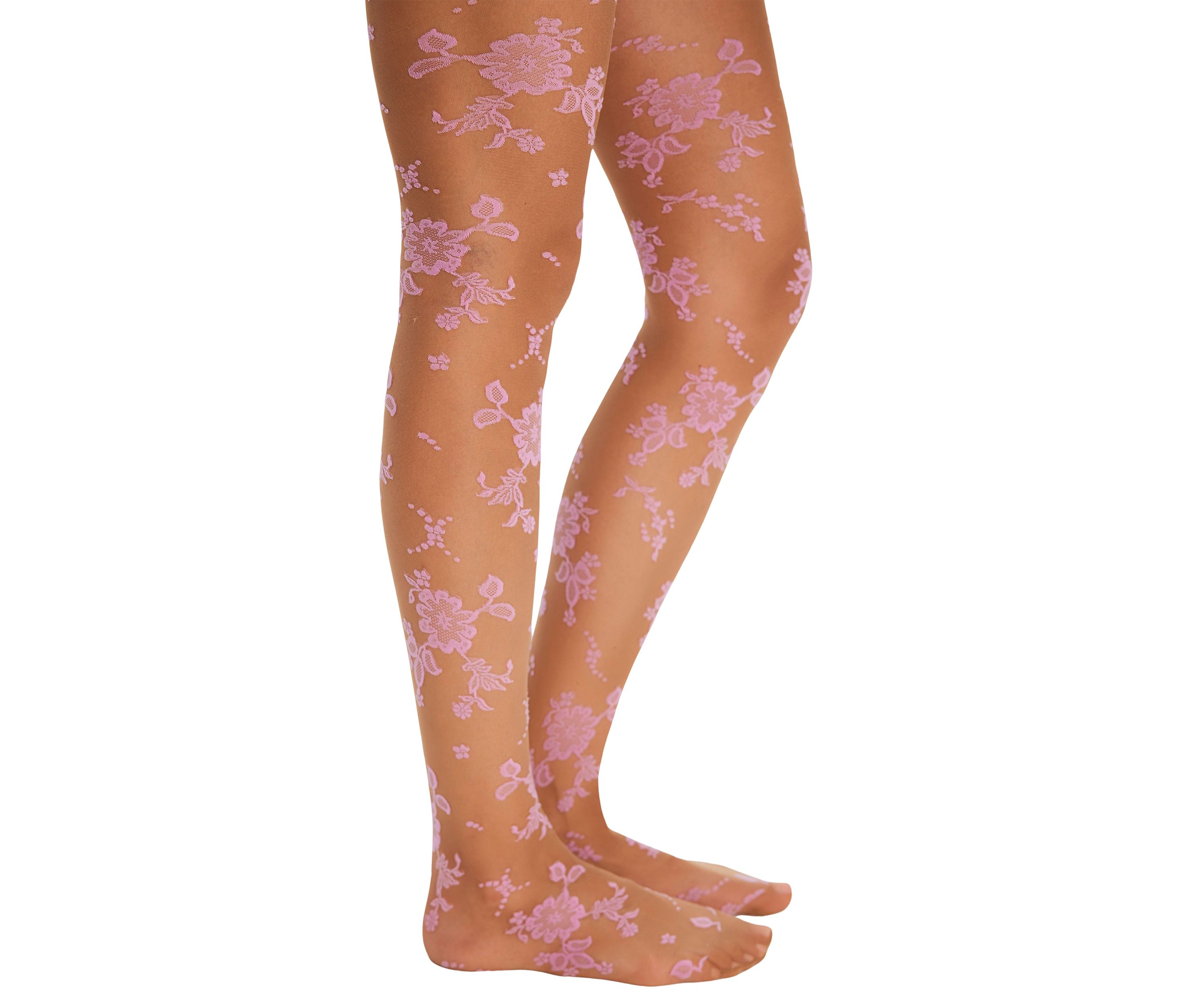 Flocked Floral Tights