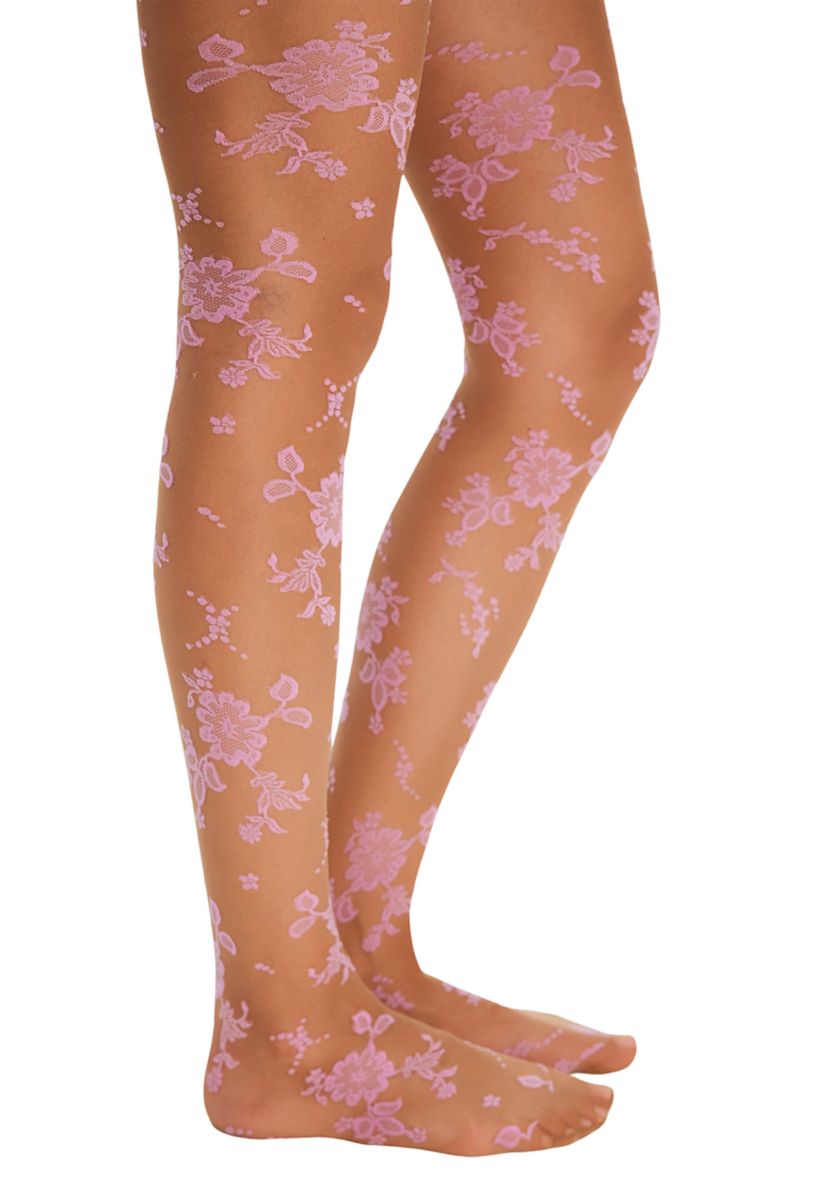 Flocked Floral Tights