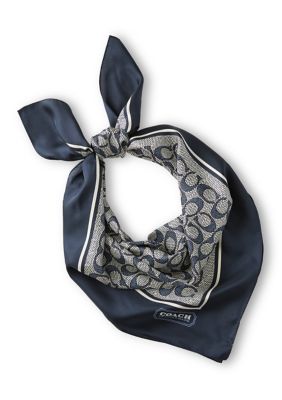 COACH Women's Textured Signature Printed Silk Square Scarf, Red