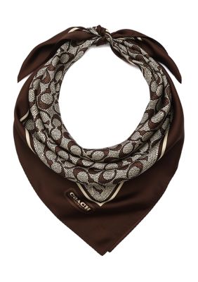 COACH Women's Textured Signature Printed Silk Square Scarf